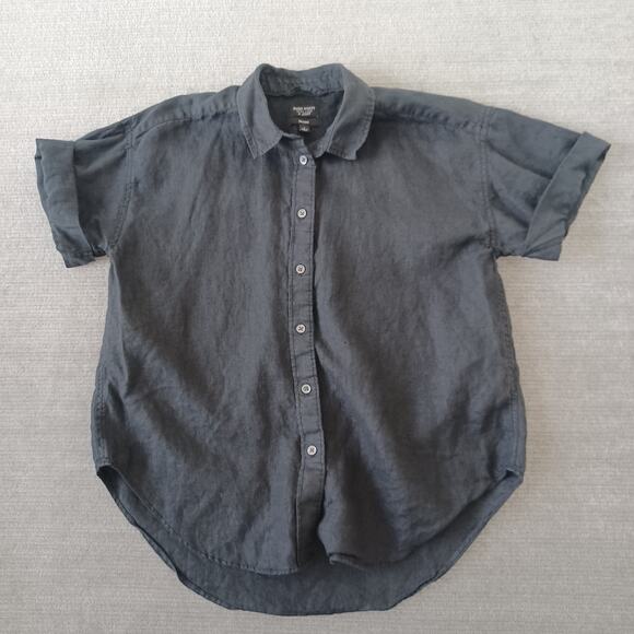 J.Crew Baird McNutt Irish Linen Shirt Womens S Black Button Down Relaxed Resort - Picture 1 of 9